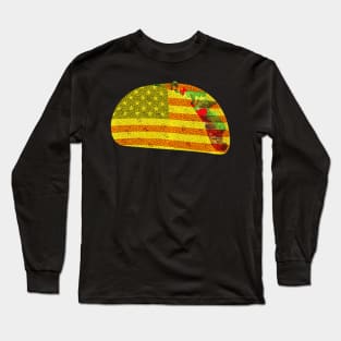 Patriotic Taco Lover USA American Flag Funny 4th of July Long Sleeve T-Shirt